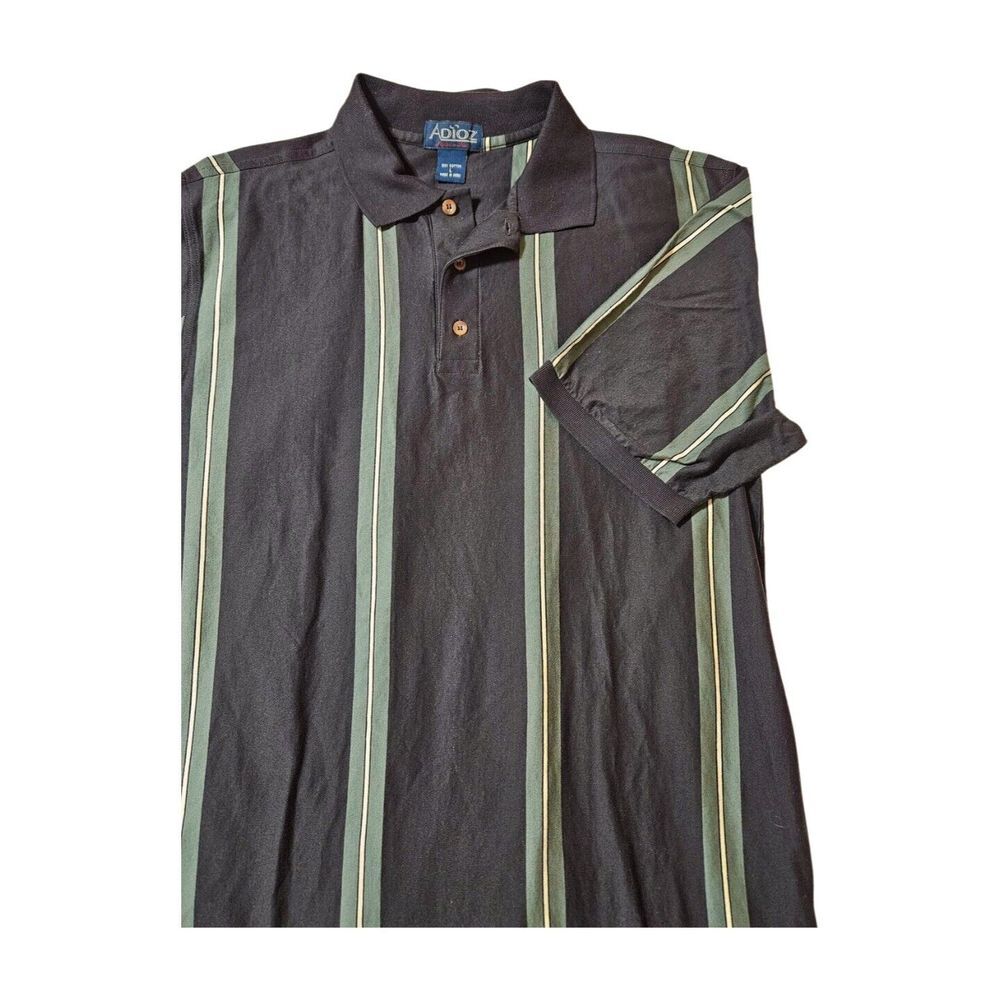 Vintage Adioz Short Sleeve Cuffed Polo Striped Cotton Men's‎ L
